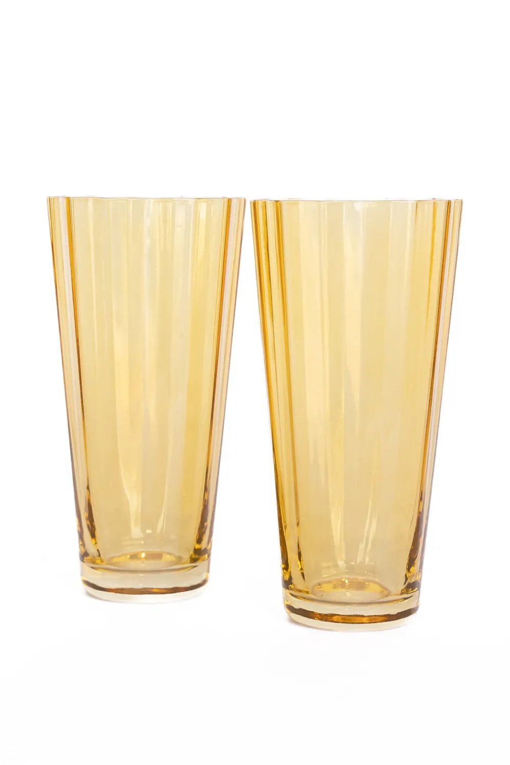 Estelle Colored Glass Glassware|Estelle Colored Sunday High Balls, Set of 2 in Yellow
