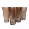 Estelle Colored Glass Glassware|Estelle Colored Sunday High Balls, Set of 6 in Amber Smoke