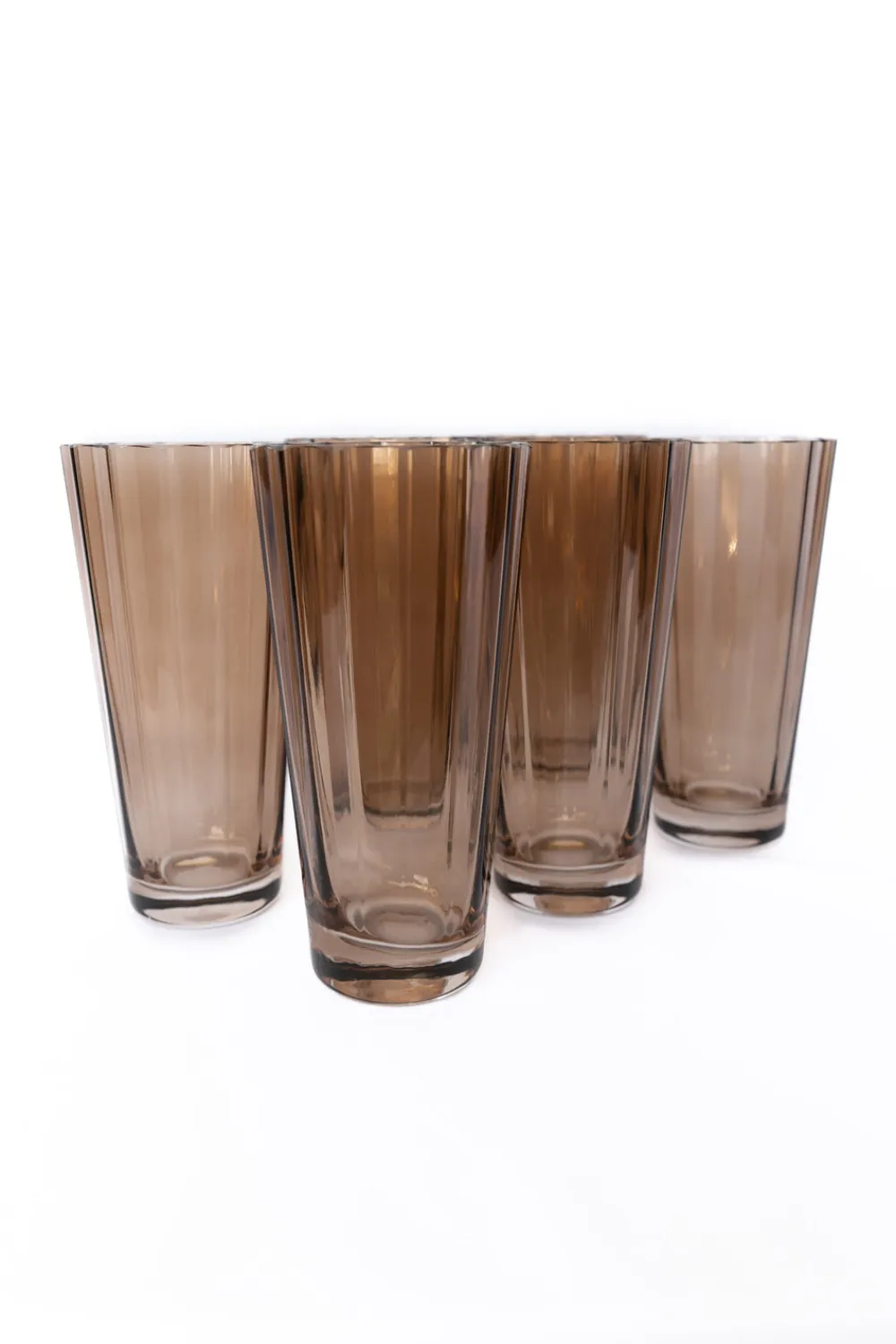 Estelle Colored Glass Glassware|Estelle Colored Sunday High Balls, Set of 6 in Amber Smoke