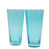 Estelle Colored Glass Glassware|Estelle Colored Sunday High Balls, Set of 2 in Ocean Blue