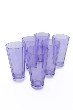 Estelle Colored Glass Glassware|Estelle Colored Sunday High Balls, Set of 6 in Lavender