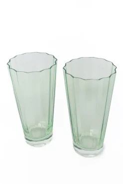 Estelle Colored Glass Glassware|Estelle Colored Sunday High Balls, Set of 2 in Mint Green