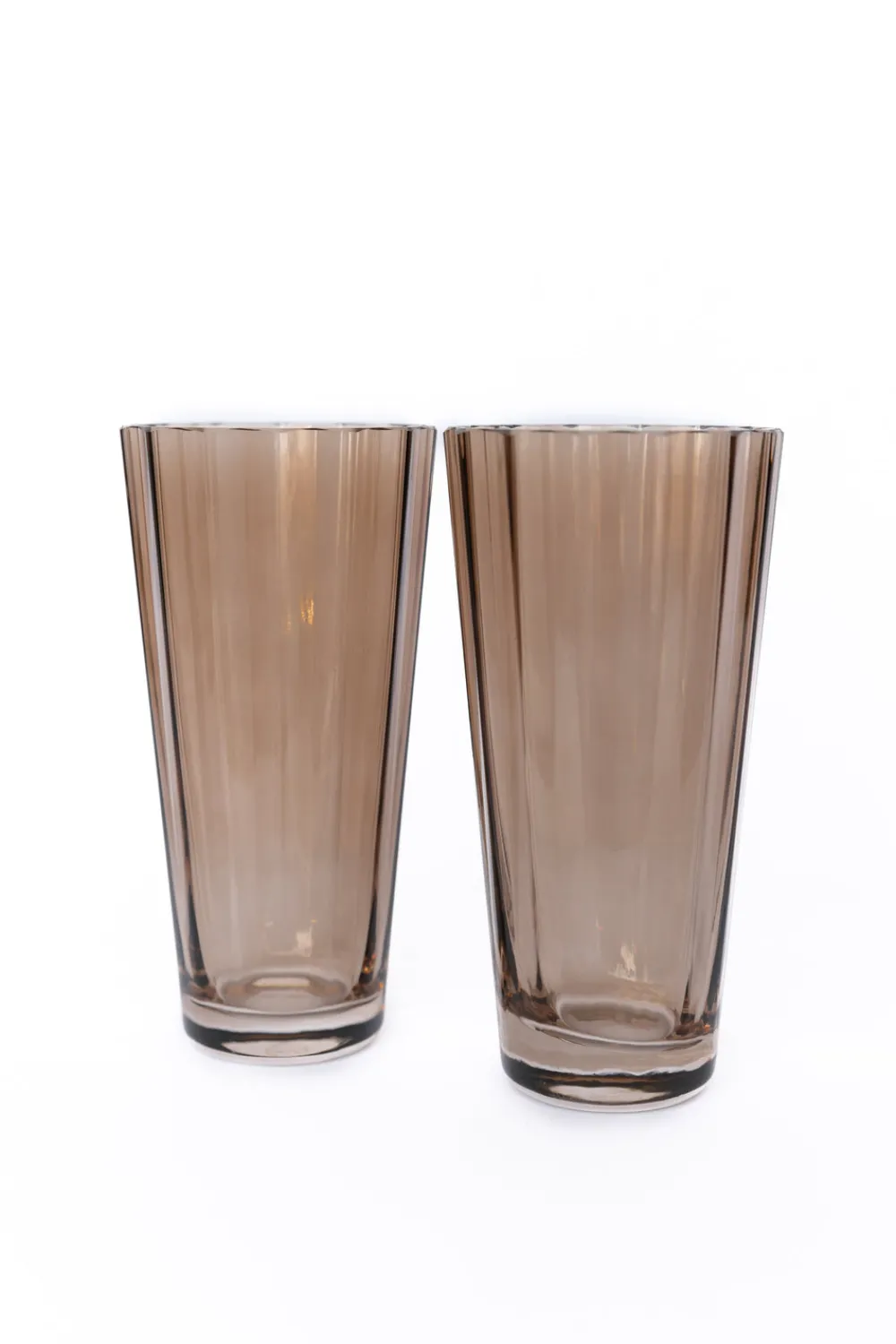 Estelle Colored Glass Glassware|Estelle Colored Sunday High Balls, Set of 2 in Amber Smoke