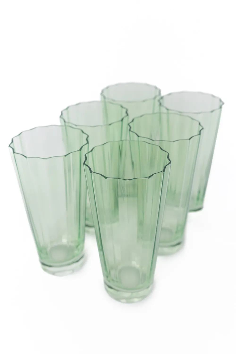 Estelle Colored Glass Glassware|Estelle Colored Sunday High Balls, Set of 6 in Mint Green