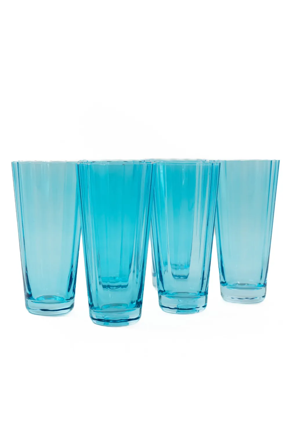 Estelle Colored Glass Glassware|Estelle Colored Sunday High Balls, Set of 6 in Ocean Blue