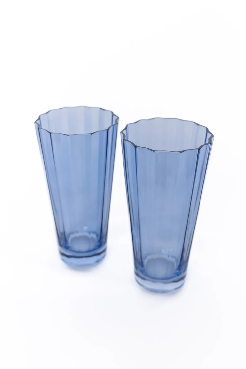 Estelle Colored Glass Glassware|Estelle Colored Sunday High Balls, Set of 2 in Cobalt Blue
