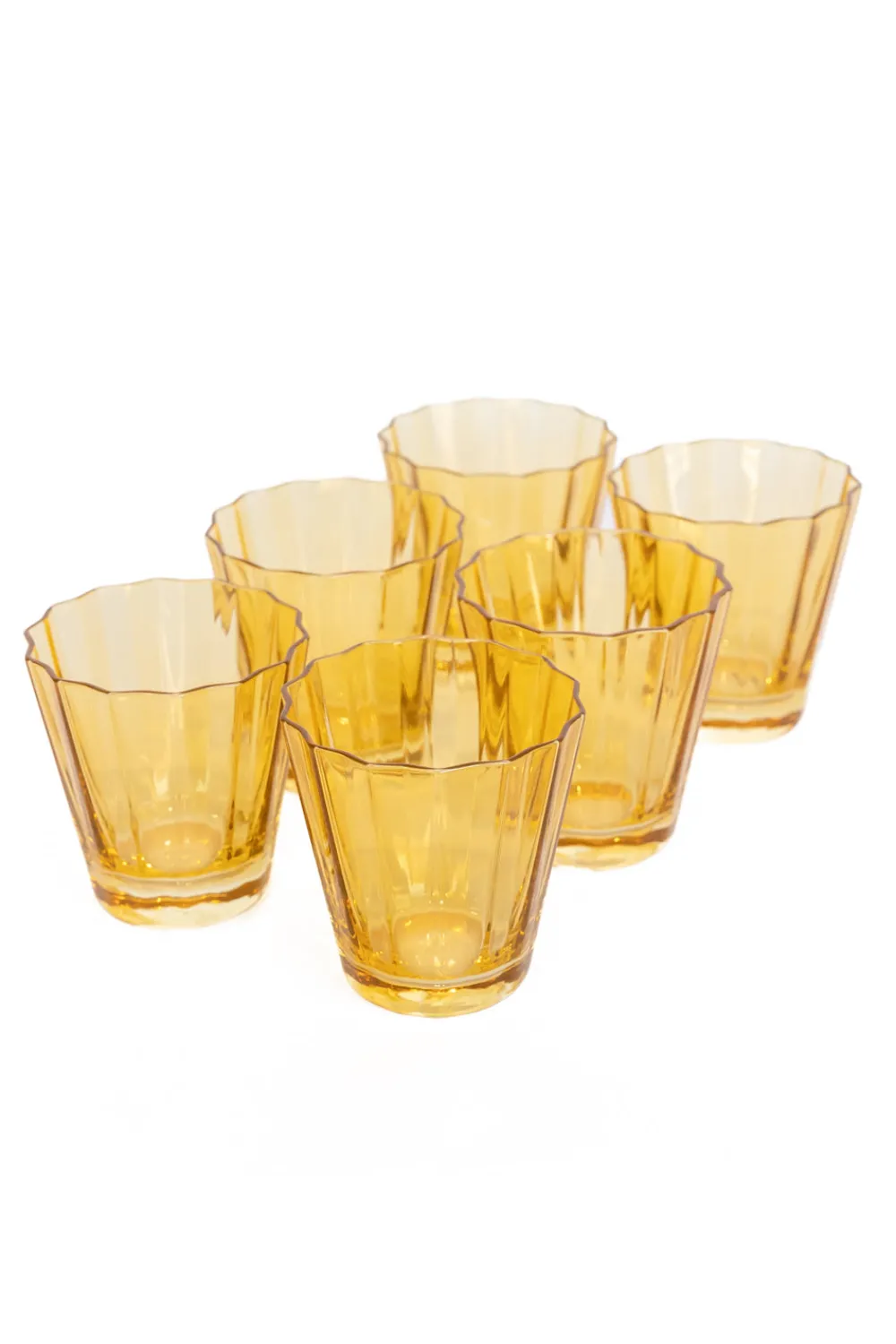 Estelle Colored Glass Glassware|Estelle Colored Sunday Low Balls, Set of 6 in Yellow