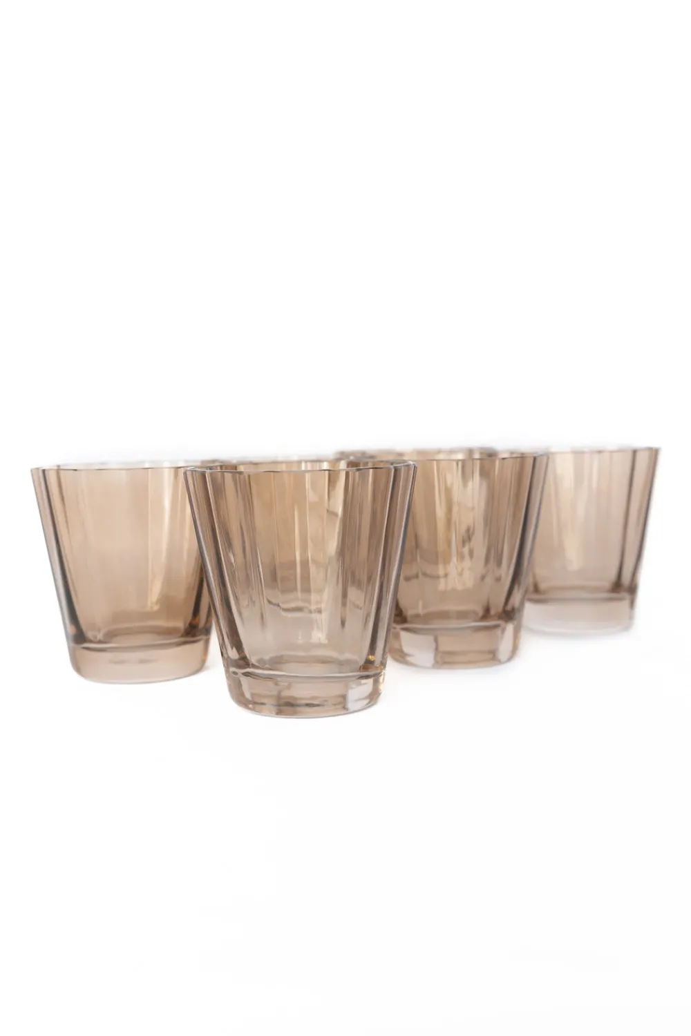 Estelle Colored Glass Glassware|Estelle Colored Sunday Low Balls, Set of 6 in Amber Smoke