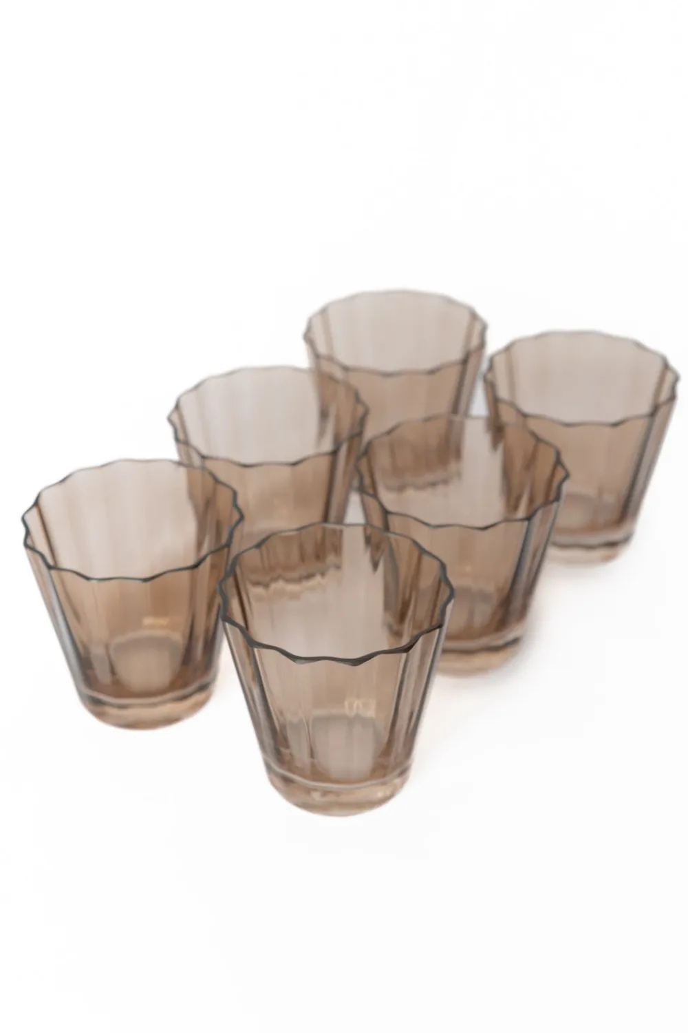 Estelle Colored Glass Glassware|Estelle Colored Sunday Low Balls, Set of 6 in Amber Smoke