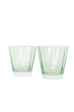 Estelle Colored Glass Glassware|Estelle Colored Sunday Low Balls, Set of 2 in Mint Green