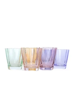 Estelle Colored Glass Glassware|Estelle Colored Sunday Low Balls, Set of 6 in Pastel Mixed Set