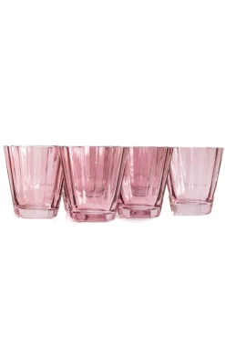 Estelle Colored Glass Glassware|Estelle Colored Sunday Low Balls, Set of 6 in Rose