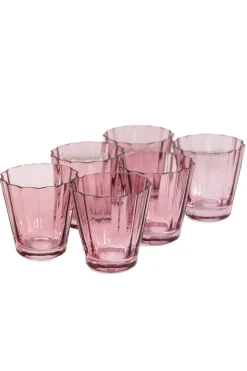 Estelle Colored Glass Glassware|Estelle Colored Sunday Low Balls, Set of 6 in Rose