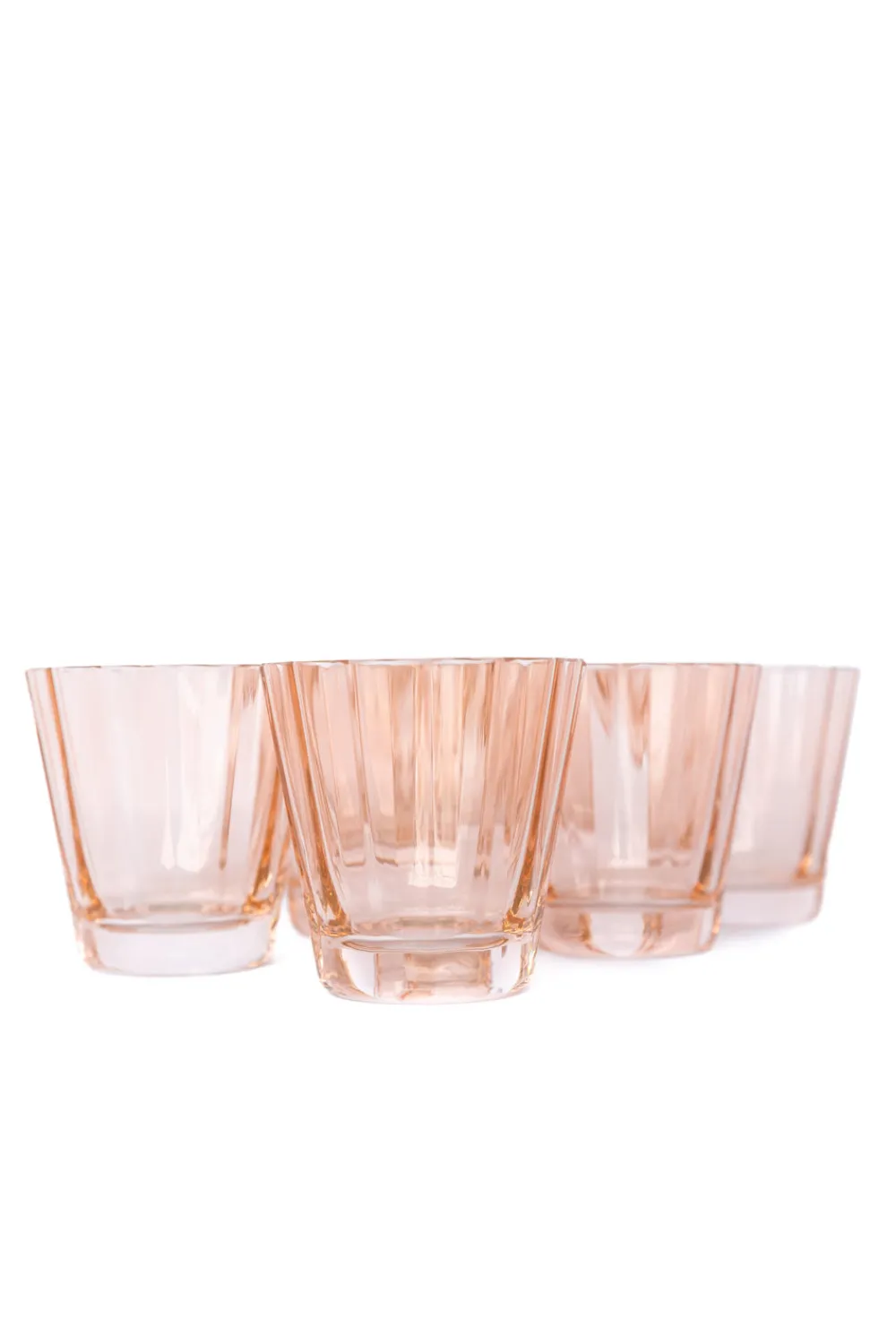 Estelle Colored Glass Glassware|Estelle Colored Sunday Low Balls, Set of 6 in Blush Pink