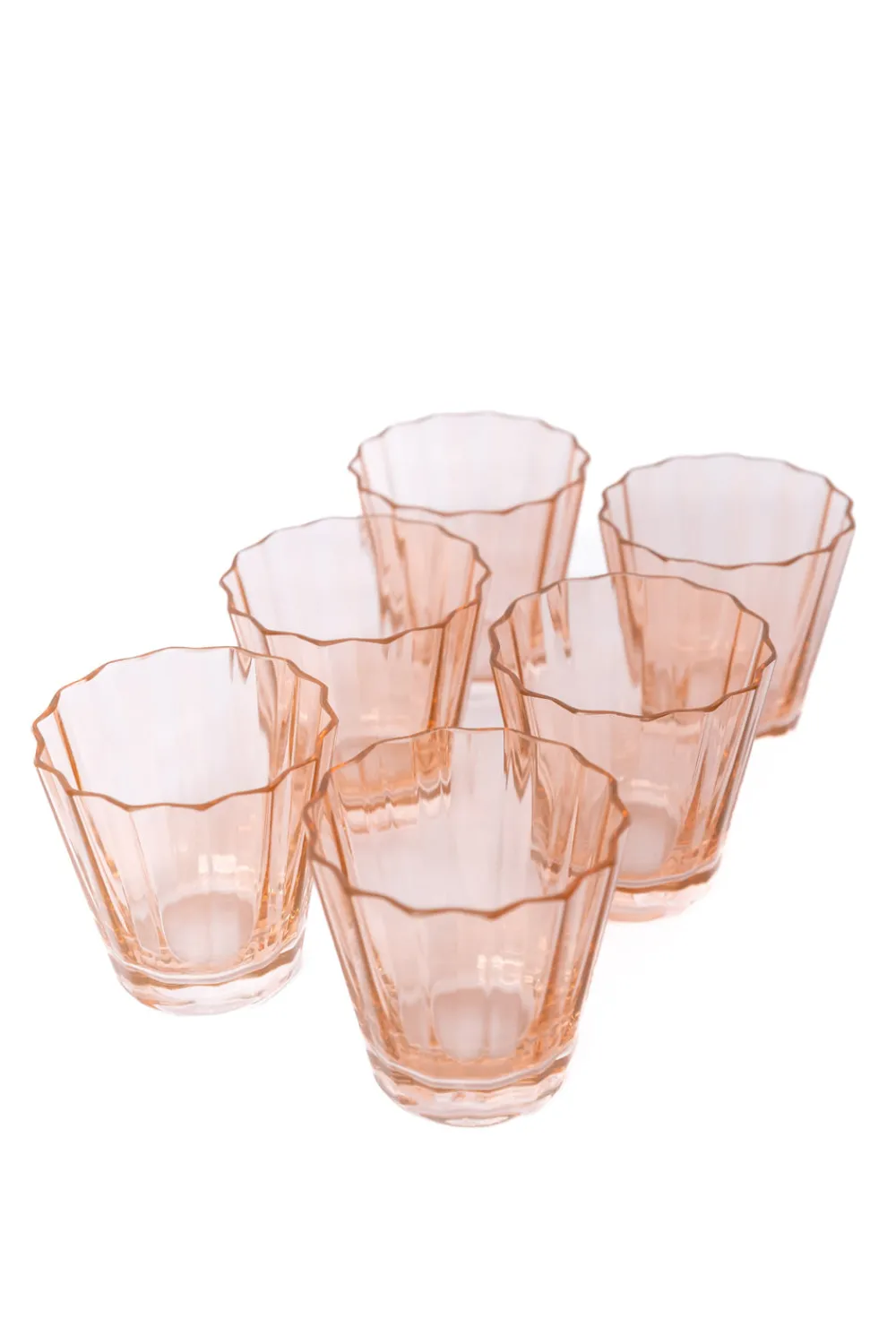 Estelle Colored Glass Glassware|Estelle Colored Sunday Low Balls, Set of 6 in Blush Pink