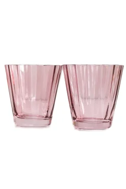 Estelle Colored Glass Glassware|Estelle Colored Sunday Low Balls, Set of 2 in Rose