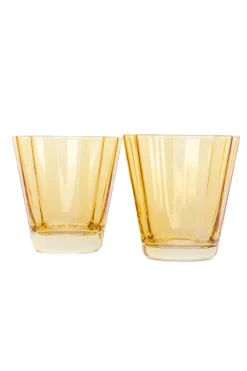 Estelle Colored Glass Glassware|Estelle Colored Sunday Low Balls, Set of 2 in Yellow