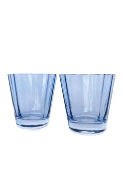 Estelle Colored Glass Glassware|Estelle Colored Sunday Low Balls, Set of 2 in Cobalt Blue