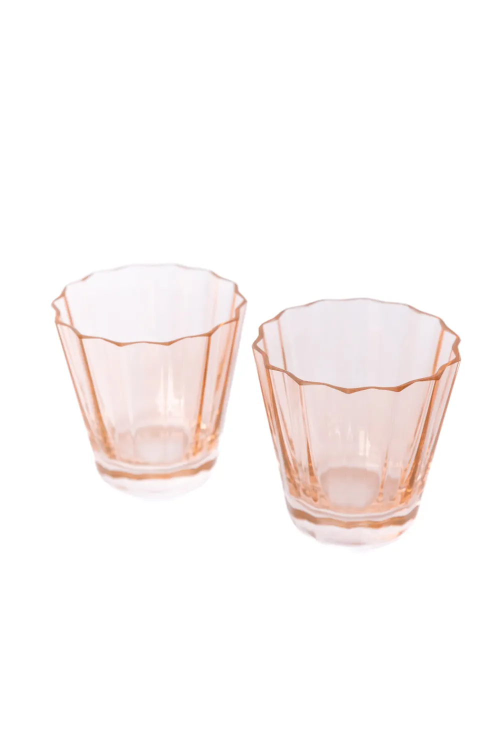 Estelle Colored Glass Glassware|Estelle Colored Sunday Low Balls, Set of 2 in Blush Pink