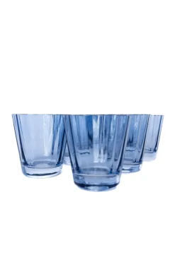 Estelle Colored Glass Glassware|Estelle Colored Sunday Low Balls, Set of 6 in Cobalt Blue