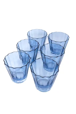 Estelle Colored Glass Glassware|Estelle Colored Sunday Low Balls, Set of 6 in Cobalt Blue
