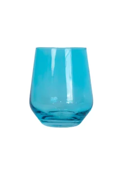 Estelle Colored Glass Glassware|Estelle Colored Wine Stemless, Set of 6 in Ocean Blue