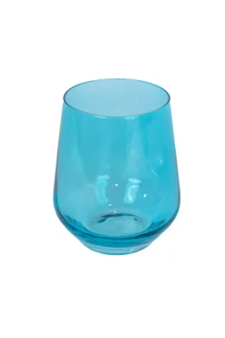 Estelle Colored Glass Glassware|Estelle Colored Wine Stemless, Set of 6 in Ocean Blue