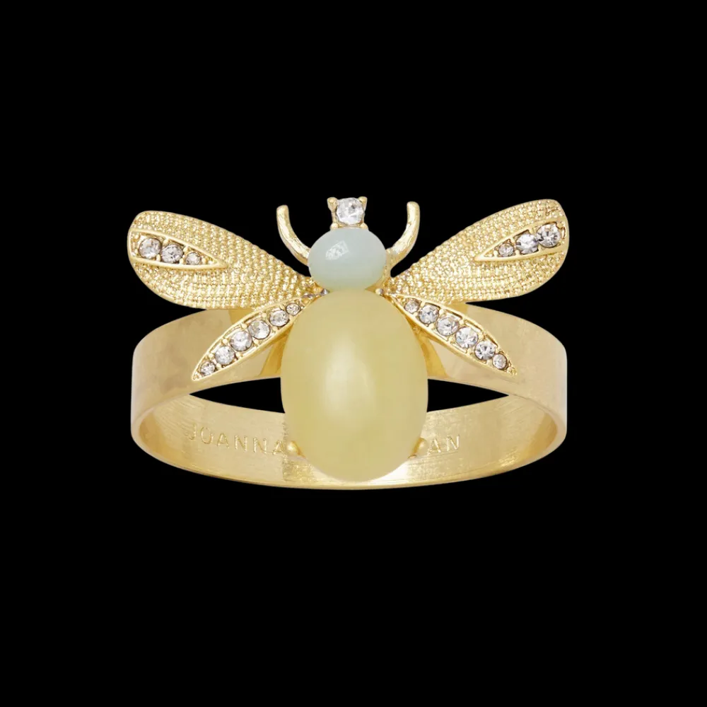 Joanna Buchanan Place Settings & Linens|Etched Wing Bug Skinny Napkin Rings in Lemon Jasper, Set of Four