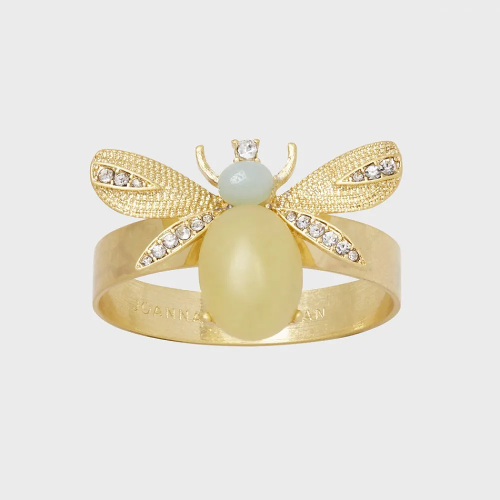 Joanna Buchanan Place Settings & Linens|Etched Wing Bug Skinny Napkin Rings in Lemon Jasper, Set of Four