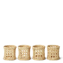 AERIN Place Settings & Linens|Eva Raffia Napkin Rings, Set of 4