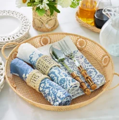 AERIN Place Settings & Linens|Eva Raffia Napkin Rings, Set of 4