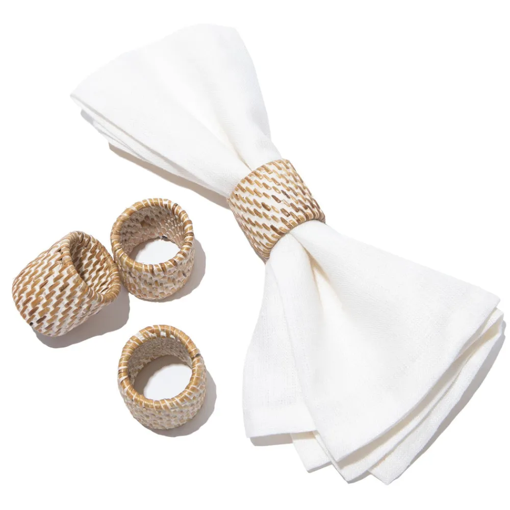 Caravan Place Settings & Linens|Everyday White Wash Napkin Ring, Set of 4