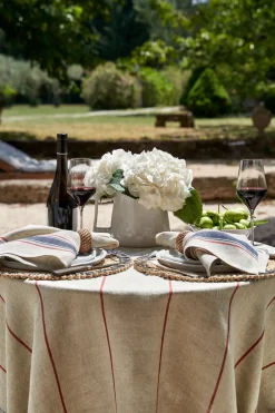 Caravan Place Settings & Linens|Eze 60x60 Tablecloth in Ivory & Red