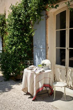 Caravan Place Settings & Linens|Eze 60x60 Tablecloth in Ivory & Red