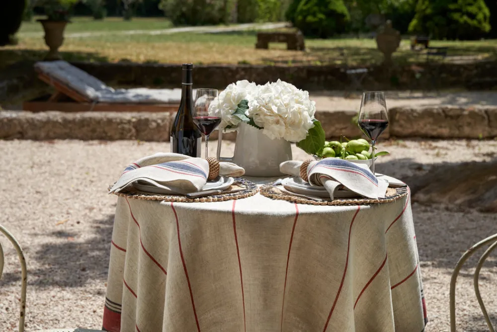 Caravan Place Settings & Linens|Eze 60x60 Tablecloth in Ivory & Red