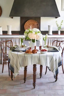 Caravan Place Settings & Linens|Eze 60x60 Tablecloth in Ivory & Blue