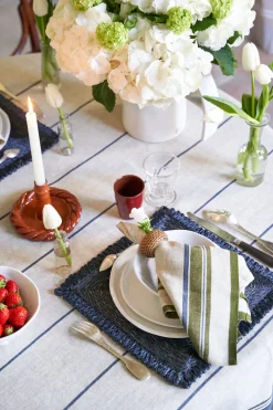 Caravan Place Settings & Linens|Eze 60x60 Tablecloth in Ivory & Blue