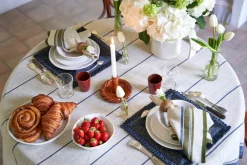 Caravan Place Settings & Linens|Eze 60x60 Tablecloth in Ivory & Blue