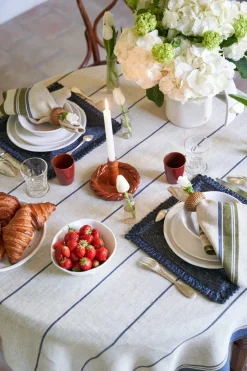 Caravan Place Settings & Linens|Eze 60x60 Tablecloth in Ivory & Blue