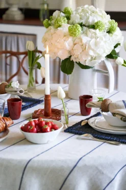 Caravan Place Settings & Linens|Eze 60x60 Tablecloth in Ivory & Blue