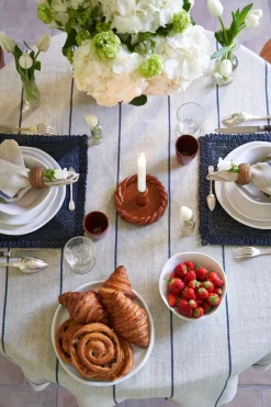 Caravan Place Settings & Linens|Eze 60x60 Tablecloth in Ivory & Blue