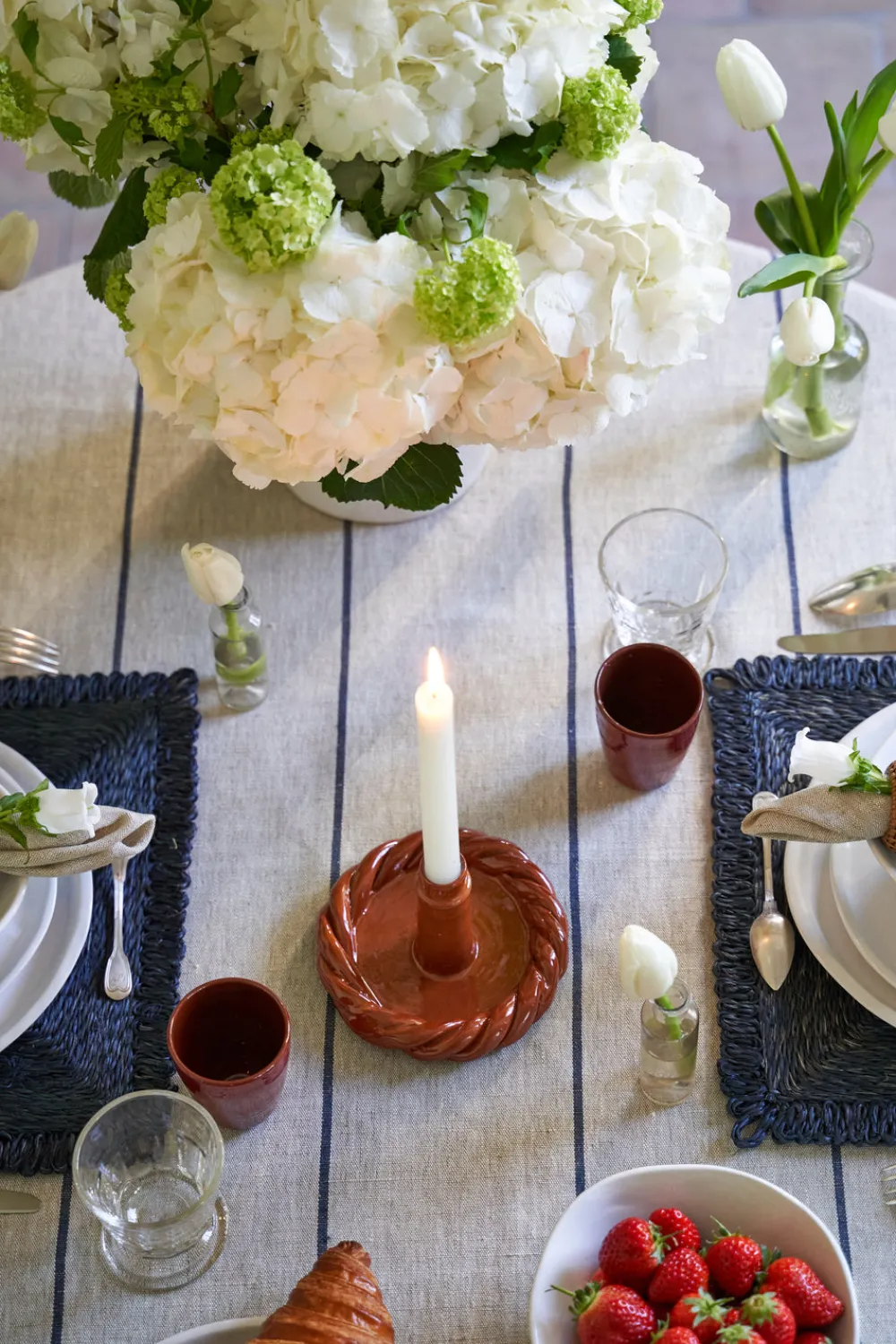 Caravan Place Settings & Linens|Eze 60x60 Tablecloth in Ivory & Blue