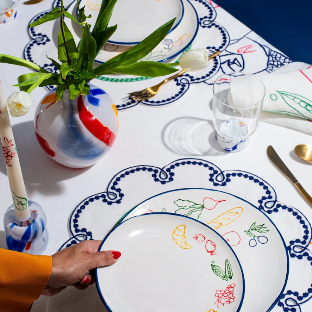 Misette Place Settings & Linens|Fete Linen Embroidered Tablecloth