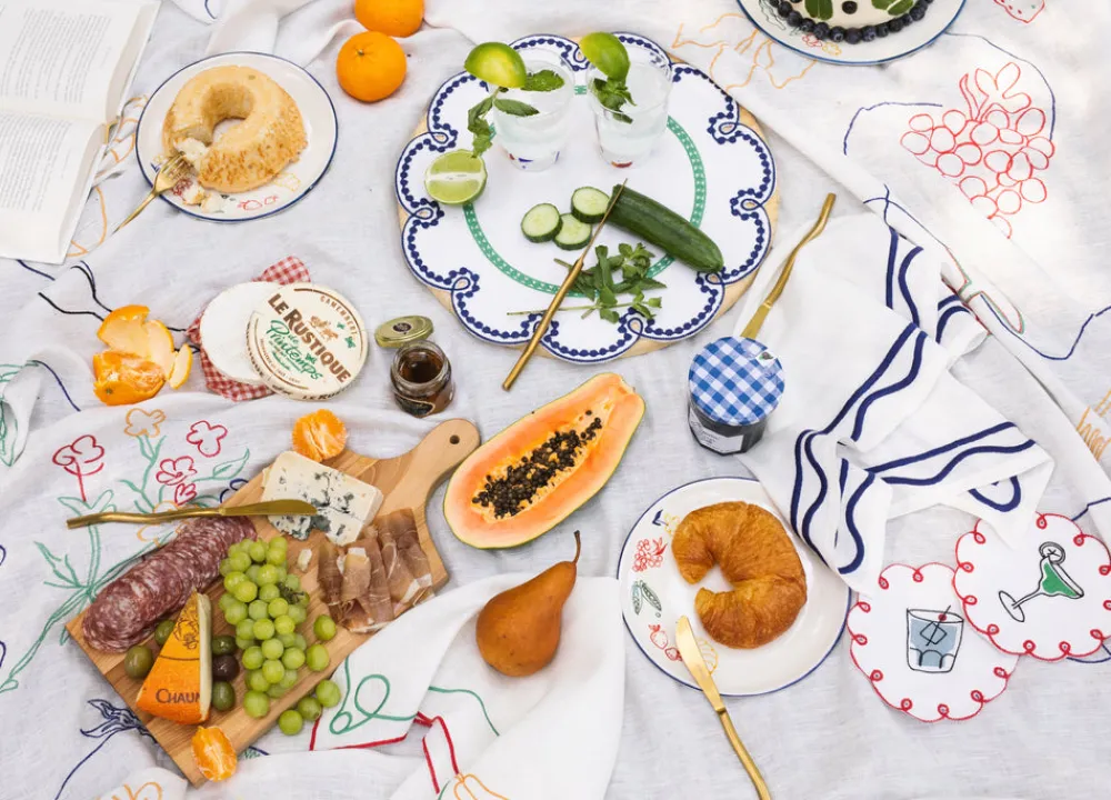 Misette Place Settings & Linens|Fete Linen Embroidered Tablecloth