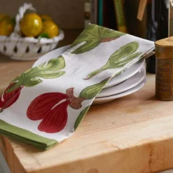Couleur Nature Place Settings & Linens|Fig Red & Green Tea Towels, Set of 3