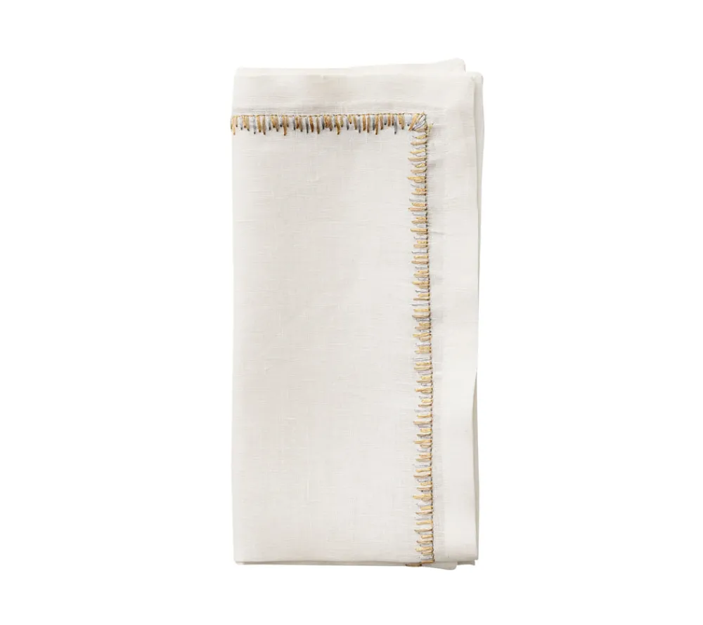 Kim Seybert Place Settings & Linens|Filament Napkin in White, Gold & Silver, Set of 4