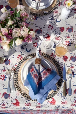 Couleur Nature Place Settings & Linens|Fleur Des Indes Napkins in Blue & Red, Set of 6