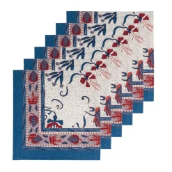 Couleur Nature Place Settings & Linens|Fleur Des Indes Napkins in Blue & Red, Set of 6