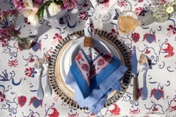 Couleur Nature Place Settings & Linens|Fleur Des Indes Napkins in Blue & Red, Set of 6