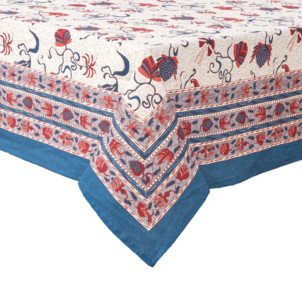 Couleur Nature Place Settings & Linens|Fleur Des Indes Tablecloth in Blue & Red